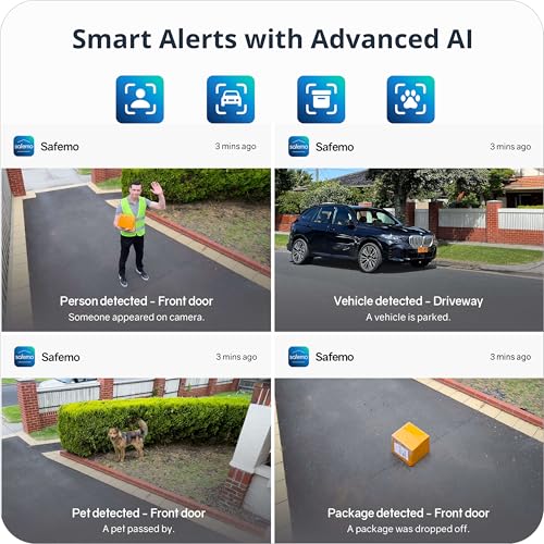 Safemo 4K Security Cameras Wireless Outdoor/Indoor, Battery Cameras for Home Security, No Monthly Fees, 32G Local Storage, Advanced AI, 5W Solar Panels, Color Night Vision, 2-Way Audio, 2.4Ghz WiFi thumbnail 4