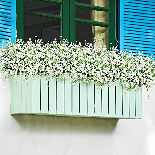 Binduo 6Pcs Outdoor Artificial Plants Spring Flowers Fake Daffodil Uv Resistant Faux White Plastic Flowers Hanging Planter For Balcony Farmhouse Kitchen Bathroom Garden Window Box Porch Summer Decor #TOP2