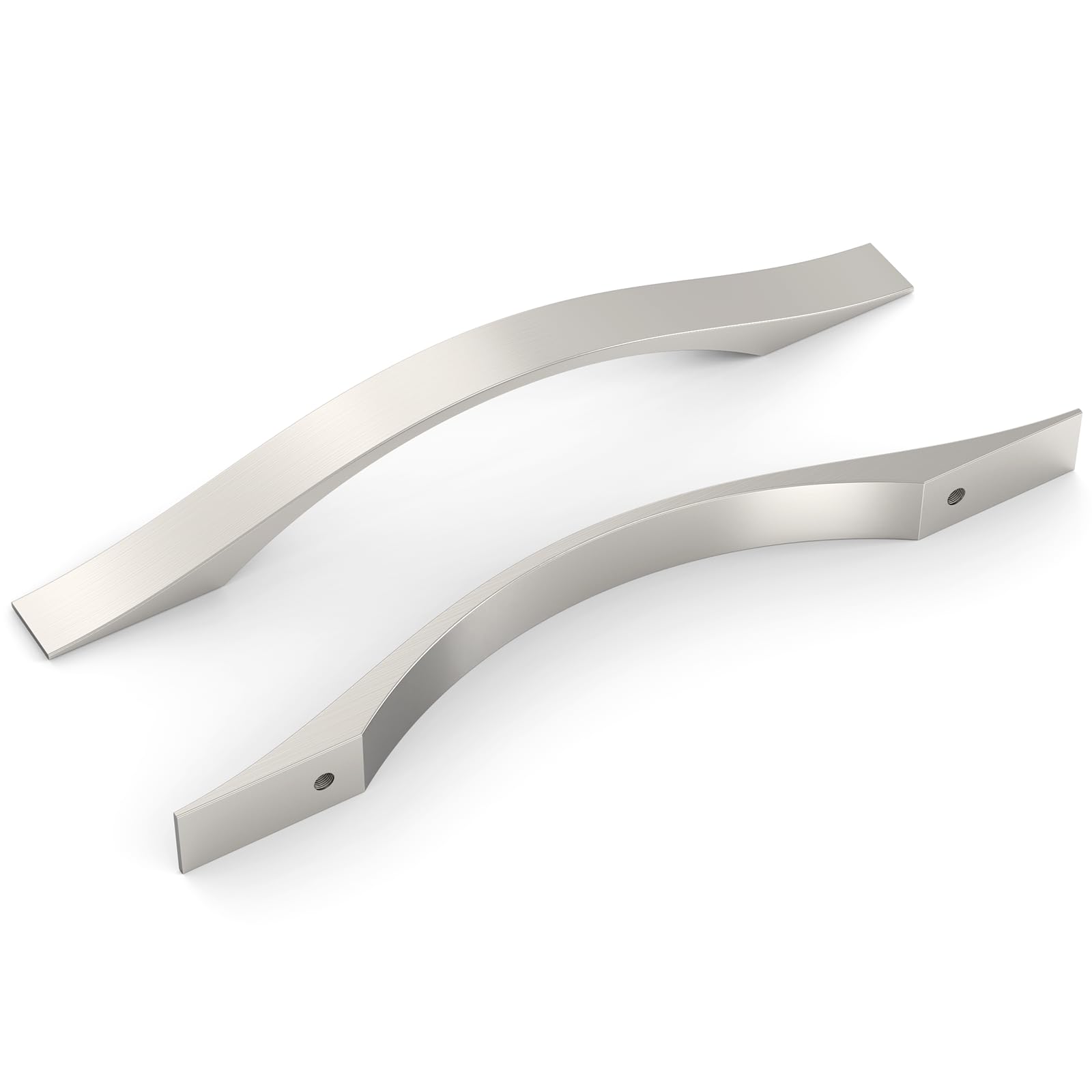 FURNIWARE 10 maniglie per armadi, maniglie per mobili, nichel satinato spazzolato, distanza tra i fori, 128 mm, maniglie per mobili, cassetti, credenze da cucina, armadi, maniglie per cassetti