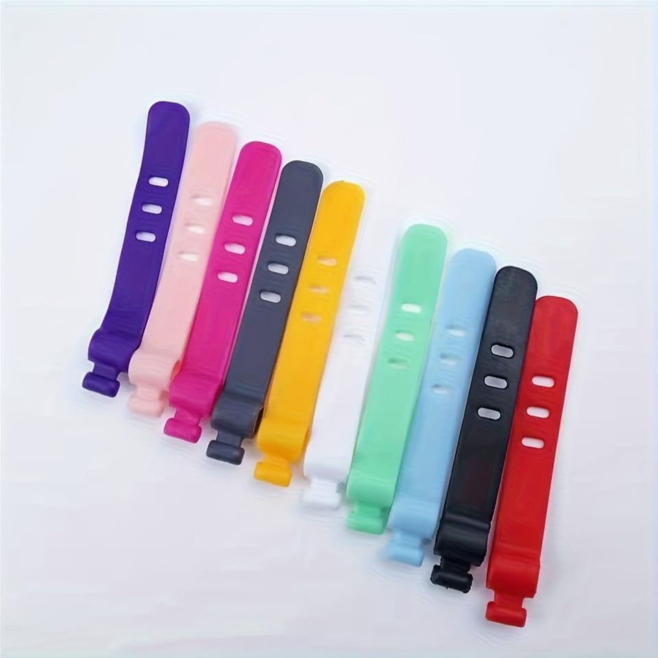 20Pcs Reusable Silicone Cable Organizer Ties, High Elasticity Cord Management Straps, Durable Wire Winders Cord Holder for Earphones USB Chargers Electronics, Assorted Colors