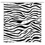 GCTNBJL Zebra Print Shower Curtain Black White Animal Skin Abstract Striped Geometric Safari Wildlife Creative Bathroom Home Curtain with Hooks,70x70 Inch
