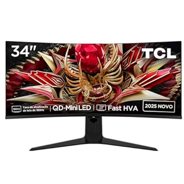 Monitor Gamer Curvo TCL 34 Polegadas QLED Mini LED WQHD R83Q 180Hz 1ms (GtG) HDR 1400 nits 34R83Q