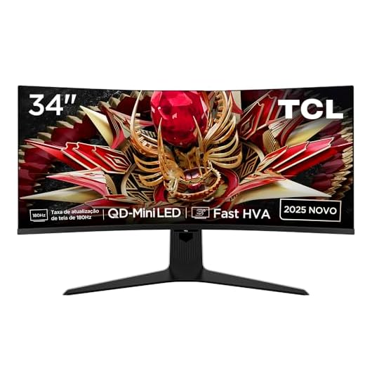 34R83Q TCL MONITOR GAMER WQHD 21:9 34" Curvo QD Mini Led, 180 Hz, HDR 1400 nits, 1ms