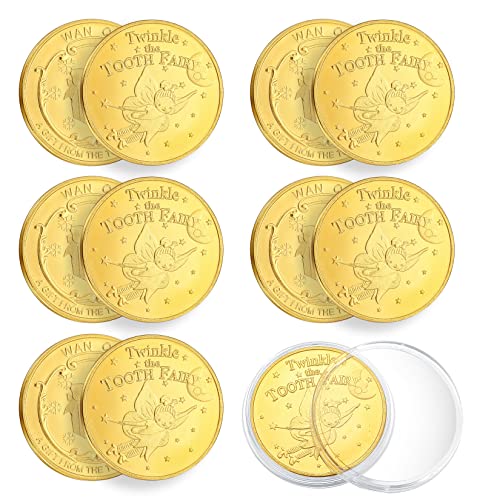 6 Piezas Moneda de Hadas de Dientes Centelleantes, Hada de Dientes Monedas de Oro, Moneda de Colecció, Moneda Conmemorativa Colección de Recuerdos Moneda para Diente Perdido Niños Regalos