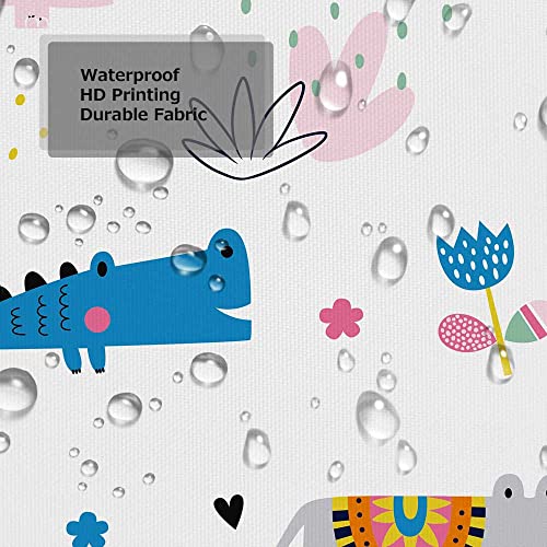 Cute Boho Tropical Animals Shower Curtain For Kids Bathroom, Creative Nursery Giraffe Crocodile Hippo Zebra Monkey Cartoon Bath Curtains, Waterproof Fabric Bahroom Sets For Children, 72 X 72 #TOP3