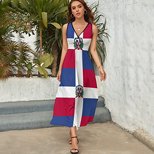 TAIZIYEAH Sleeveless Dress Elegant Casual Long Dress Dominican Flag Girls Summer Sunshine Beach Skirts for Womens L4