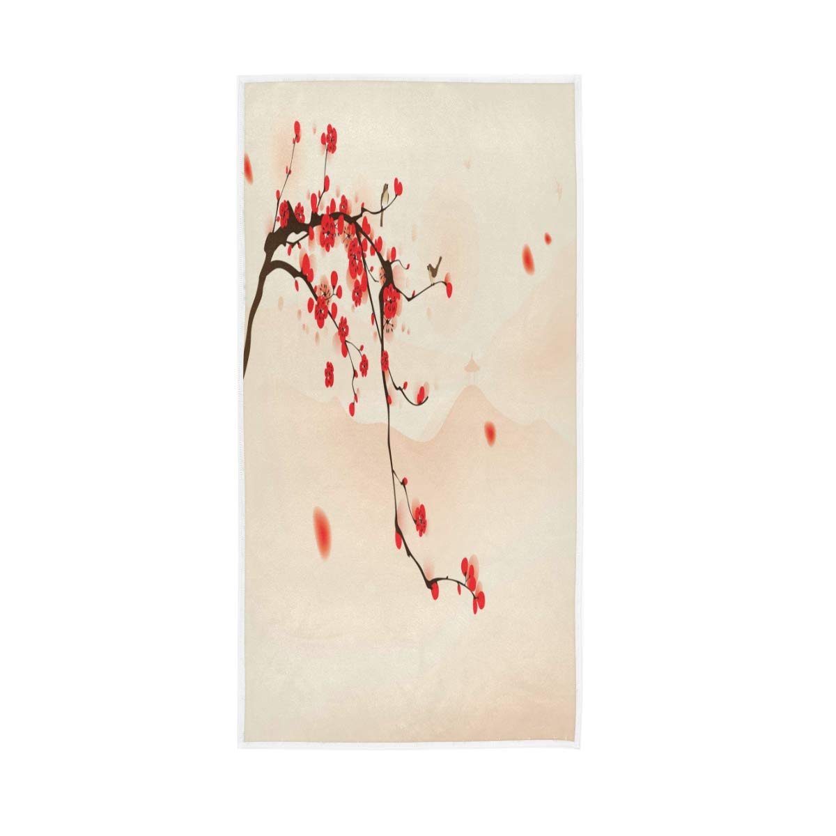 HUYGD Hand Towels Cotton Spring Floral Flower Plum Blossom Soft Towel Multipurpose Bathroom Beach Towel for Home Kitchen Swim Spa Gym, 30x15 inch