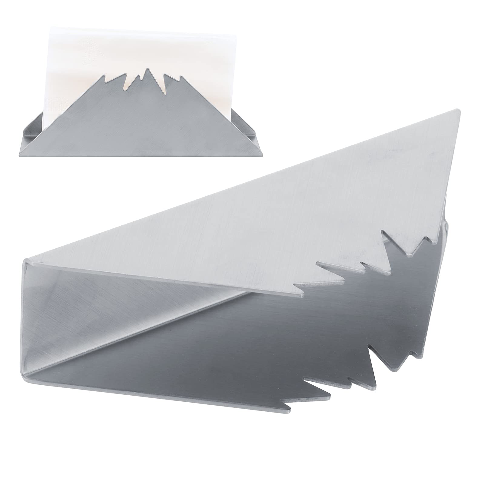 Wakects Portatovaglioli Triangolare Portatovaglioli in Acciaio Inossidabile 16,9 X 6,5 X 4,5 Cm Organizzatore Verticale per Fazzoletti per Tavolo da Pranzo Ristorante Hotel Caffetteria (SILVER)
