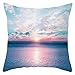 KnBoB Housse de Coussin 50 x 50 cm Polyester Nuages Mer au Coucher du Soleil Bleu Orange Blanc Style 5