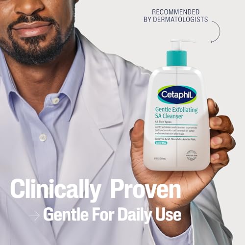 Image of Cetaphil Gentle Exfoliating SA Cleanser, Foaming Gel Cleanser for All Skin Types, 8 Oz Pump Bottle, Salicylic Acid, Mandelic Acid & Gluconolactone, Gently Exfoliates, Dermatologist Recommended Brand