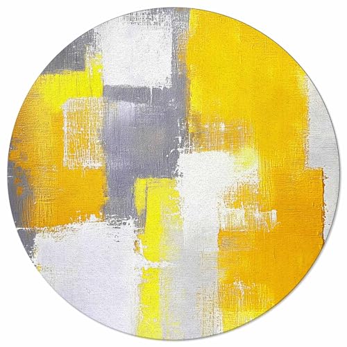 Yellow Round Area Rug for Living Room 6 ft Abstract Modern Contemporary Rug Carpet Floor Mat Yoga Mat for Boys Girls Playroom Home Decor 6 ft