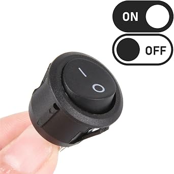 On/Off Button AC Terminal SPST Rocker Switch Waterproof Cap Switcher Round Panel Starter Power Switches for Car RV Truck Boat Marine Auto Motorcycle Switch Replacement 6A/250V 10A/125V - Pack of 2