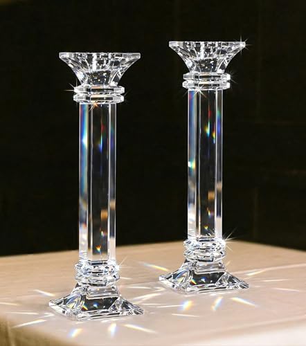 Crystal Candle Holders Set of 2 10 Inches Tall