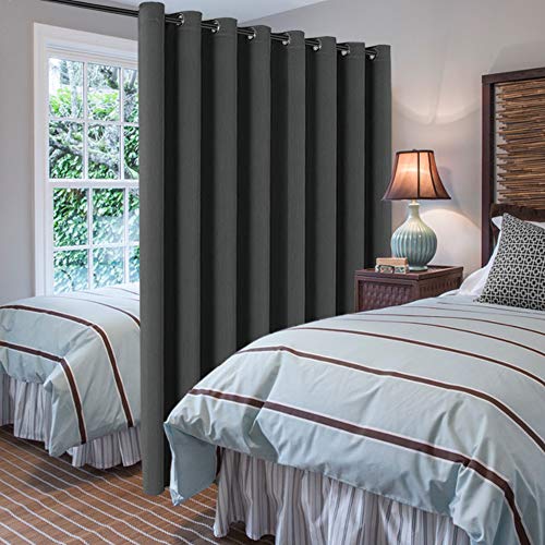 Image of H.VERSAILTEX Blackout Patio Curtains 100 x 96 Inches for Sliding Door Extral Wide Blackout Curtain Panels Thermal Insulated Room Divider - Grommet Top, 8' Tall by 8.5' Wide - Charcoal Gray