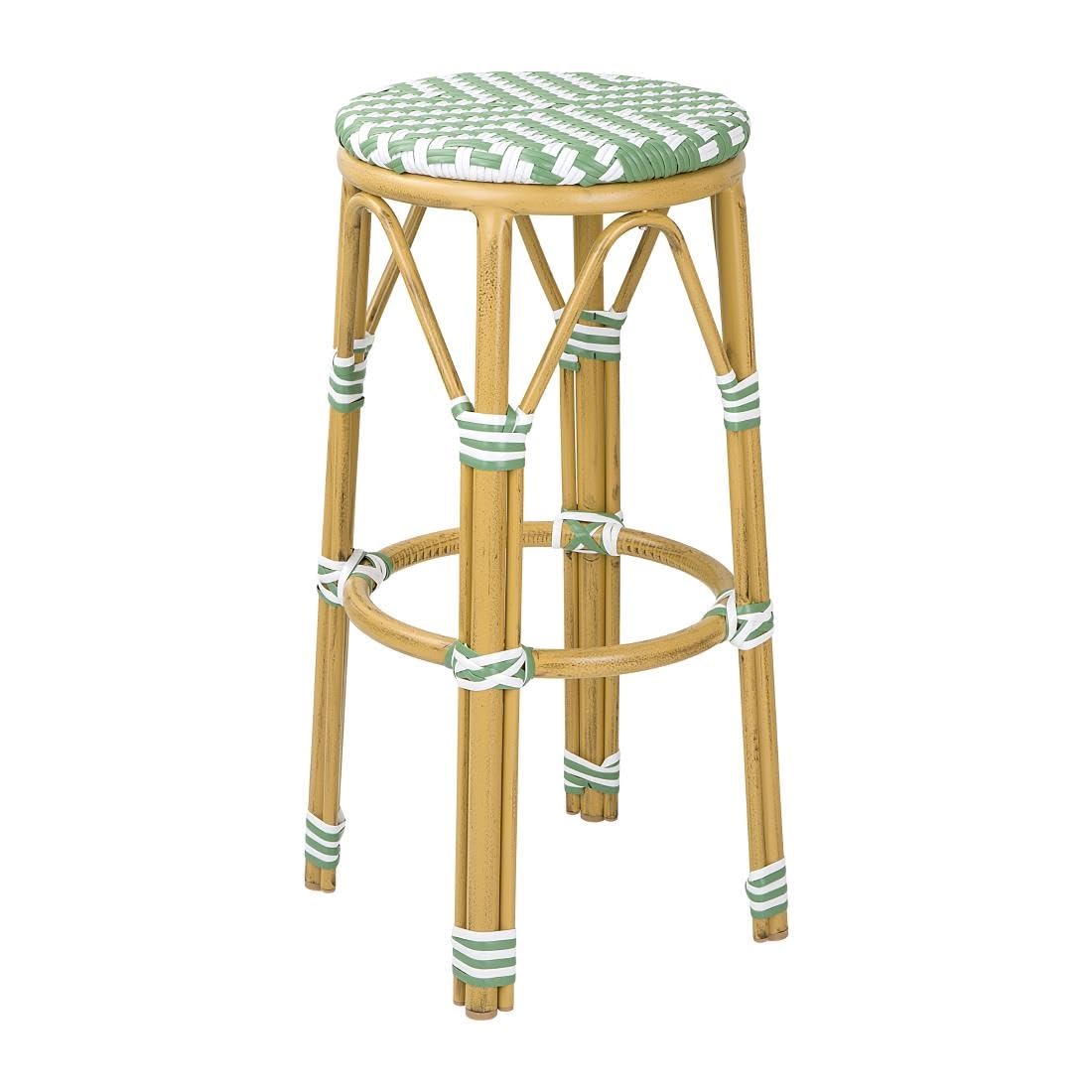 Tabourets de bar en rotin PE Bolero lot de 2 vert clair faciles à nettoyer pour cuisine
