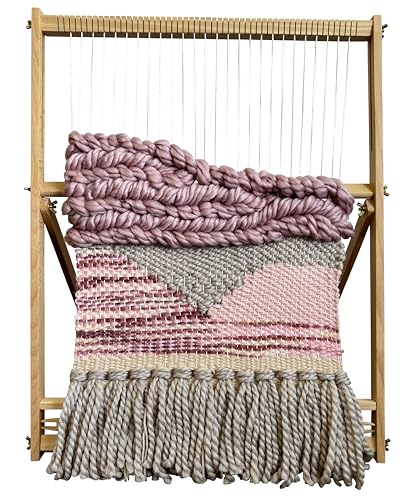 Métier à tisser en bois Pastel Plums grand cadre robuste réglable en hêtre