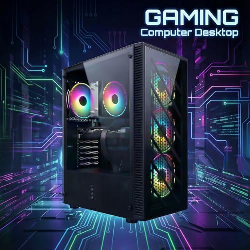 Image of STGAubron Gaming PC Computer Desktop,AMD Ryzen 5 5500 up to 4.2GHz, Radeon RX 580 8G, 16G DDR4, 512G SSD, WiFi 6 5G & BT 5.2, RGB Fan x4, Windows 11 Home