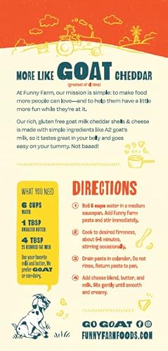 Funny Farm A2 Milk Gluten Free Macaroni And Cheese | Brown Rice & Quinoa Pasta With Cheddar Cheese Flavor - Goat Cheese Mac And Cheese Dinner Bundle | A2 Goat Milk Cheese Powder Base With Gluten-Free Noodles - Goats Milk Based Cheddar Cheese #TOP2