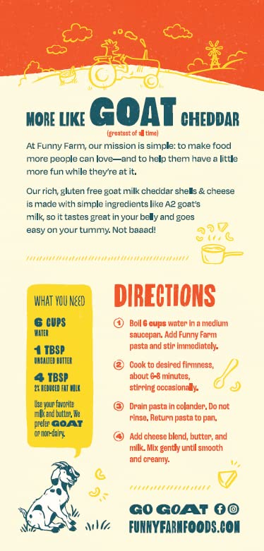 Miniatura 3 de Funny Farm Macarrones y queso sin gluten A2 con leche  Pasta de arroz integral y quinua con sabor a queso cheddar - Paquete de cena de queso de