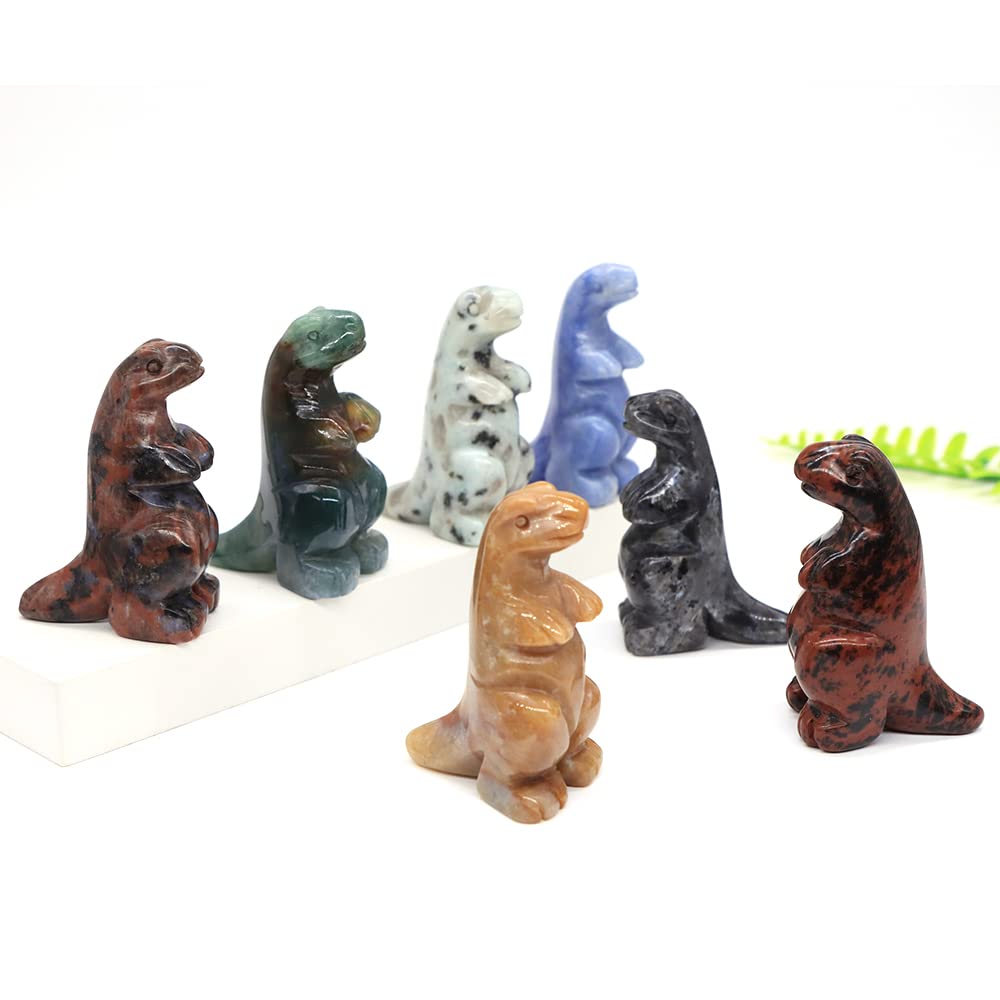 2 "posąg dinozaura kamień naturalny kryształ rzeźbione uzdrawianie Reiki figurka zwierzątko rzemiosło z kamieni szlachetnych dekoracja wnętrz prezent na Halloween (Color : Tree agate, Size : 5 PCS)