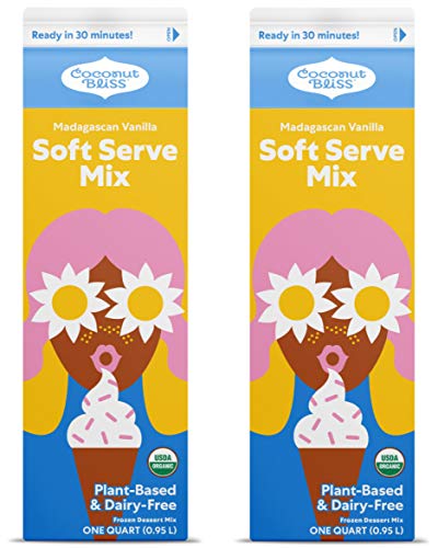 Coconut Bliss Non-Dairy Ice Cream Soft Serve Mix | Vanilla | For Use with Ice Cream Maker | Dairy Free, Organic, Vegan, Plant-Based, Gluten-Free, Non-GMO | 2 Pack