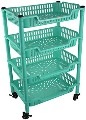 Actionware Fruits Vegetable Storage Plastic Trolley with 4 Racks (Colour May Vary)