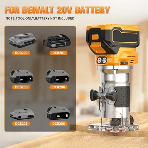 Cordless Router Compatible with Dewalt 20V Battery – Brushless Handheld Palm Routers with 6 Speed, Portable Wood Router Tool for Woodworking, Hand Edge Trimmer with 15 Milling Bits Set 4 Cordless Router Compatible with Dewalt 20V Battery – Brushless Handheld Palm Routers with 6 Speed, Portable Wood Router Tool for Woodworking, Hand Edge Trimmer with 15 Milling Bits Set - Image 4