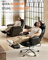 FLEXISPOT LunoX 2-in-1 Chefsessel Bürostuhl mit Fußstütze Schwarz – Ansicht 8