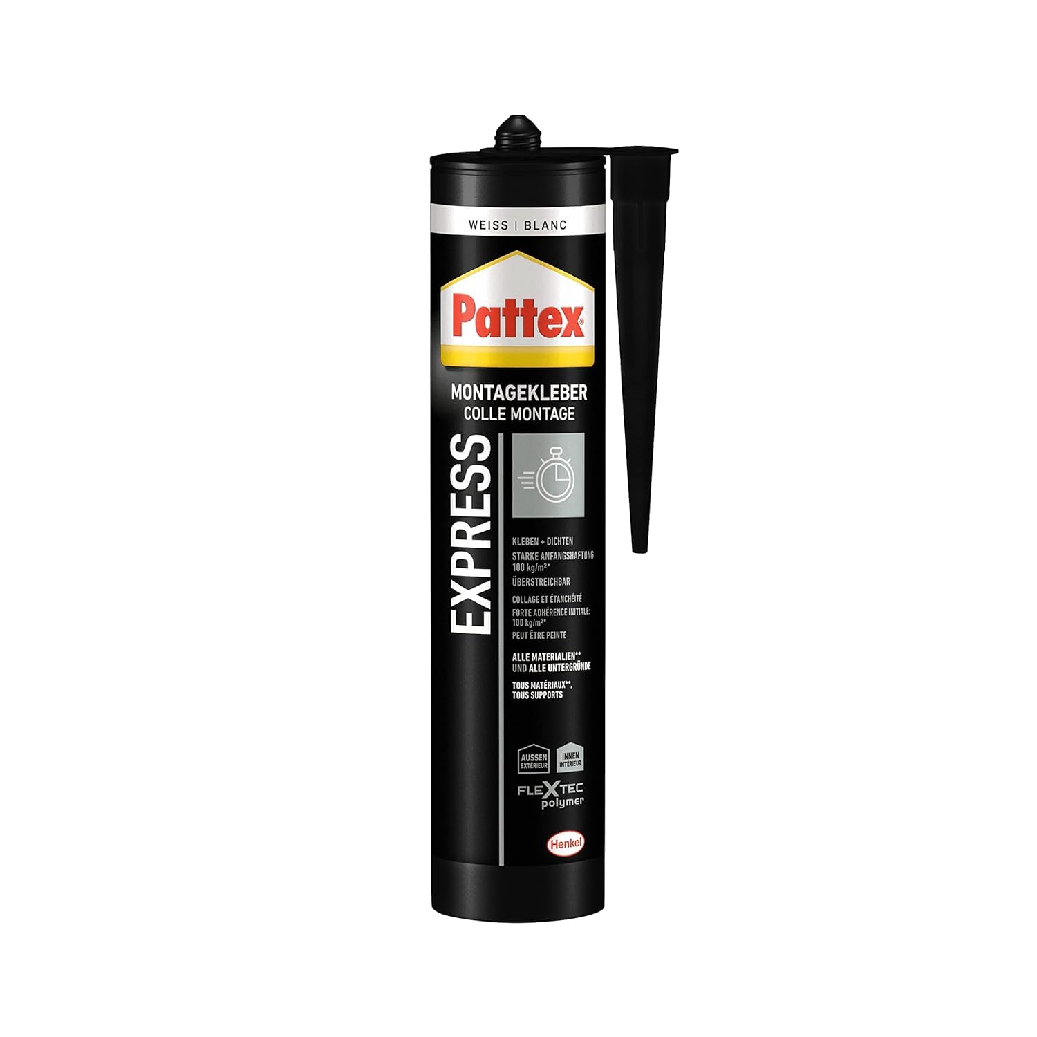 Pattex Montagekleber Express, Kartusche, weiß, 6x 440g | Schnelltrocknender Montagekleber – sofort griffest & perfekt für schnelle Projekte