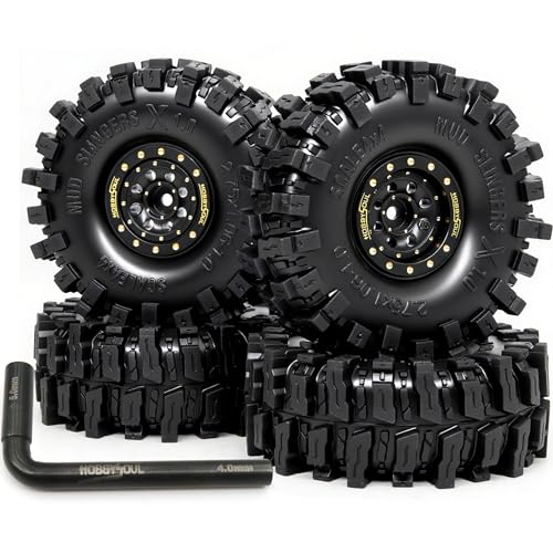 HOBBYSOUL Brass RC 1.0 wheels and tires 70mm Tall