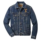 PARAMOUNT NETWORK Yellowstone Dutton Ranch Y Logo Embroidered Denim Jacket - Officially Licensed (Large)