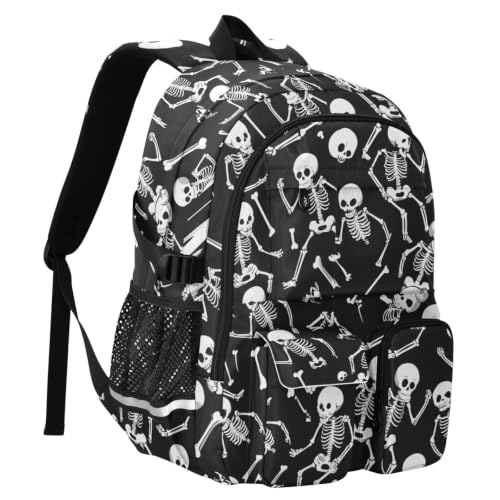 Mochilas de viaje de calavera negra de 44.5 cm para adolescentes y hombres 2