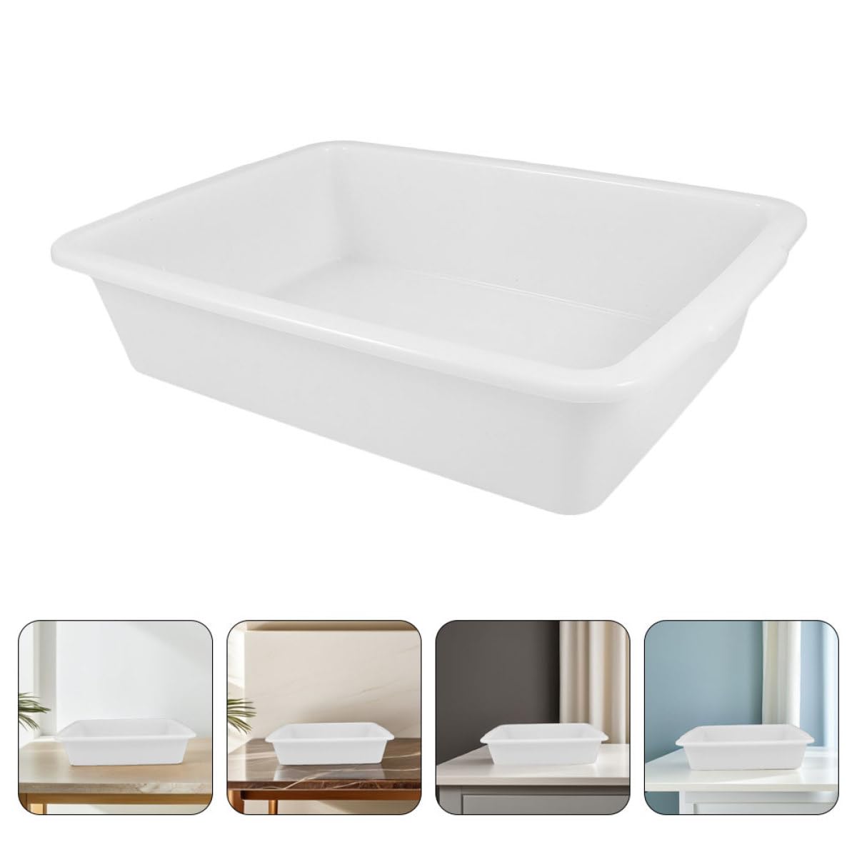 OUNONA Lot de 2 Bac de Retention Produit Chimique en Plastique Blanc Rectangulaire, Plateau D'expérimentation Étanche pour Enseignement et Organisation de Laboratoire