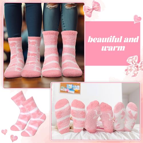 Image of Skicuff 6 Pairs Women Fuzzy Socks Bulk Slipper Warm Sleeping Crew Socks for Women Men Microfiber Soft Holiday Teacher Gifts