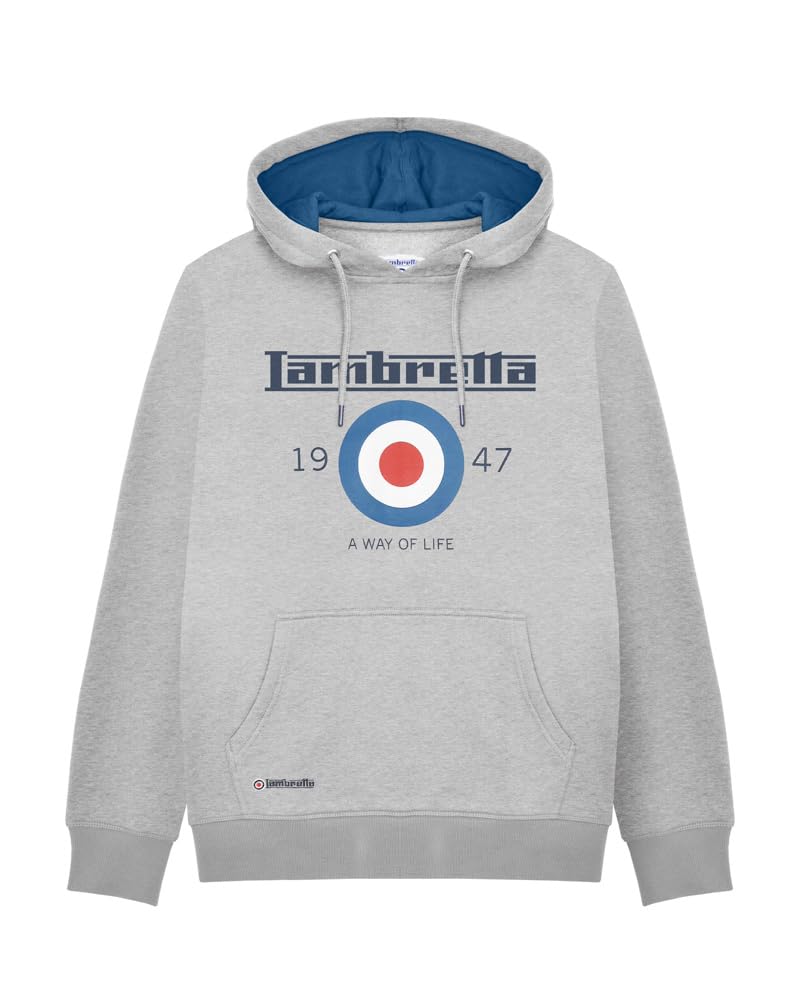 Lambretta (4Xl, Marl) Mens Target Pullover Hooded Sweatshirt Hoody Jumper Hoodie Grey