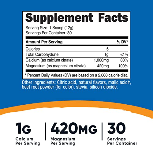 Nutricost Calcium Magnesium Powder (Raspberry Lemonade, 30 Servings) - Bone Support, Non-Gmo, Gluten Free (From Calcium Citrate And Magnesium Citrate) #TOP1