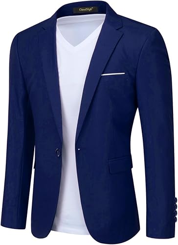 Cloudstyle - Chaqueta de traje para hombre, con un botón, ajuste entallado, chaqueta deportiva, Blazer para negocios, uso diario