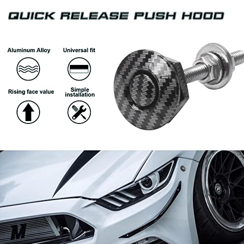 Xotic Tech 4Pcs Bumper Hood Lock Lid Kit Push Button Quick Release Fasteners Universal For Car (Carbon Fiber Pattern) #TOP1