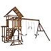 KidKraft LawnMeadow Wooden Swing Set/Playset with Swings, Slide, Sandbox, Telescope Rock Wall and Monkey Bars