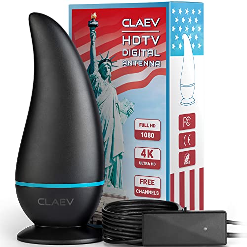 Claev Magnetic Base Table Mount Shark-Fin Styled 5G Digital Hd Tv Indoor Antenna, 200 Miles Signal Amplifier For 4K Smart Tv, 16 Ft Coaxial Cable #TOP7