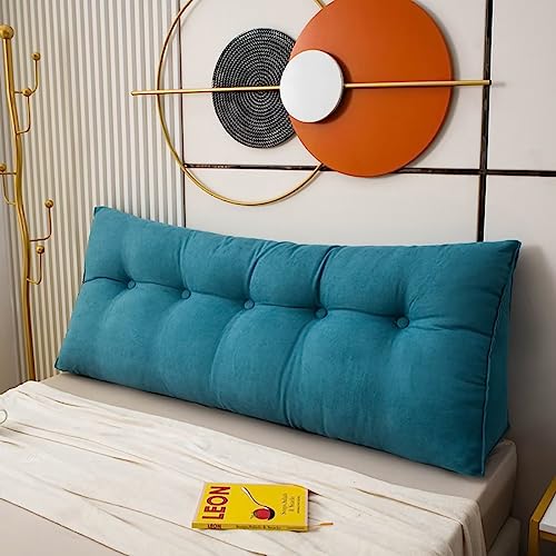 TESICA Large Headboard Pillow Teal Triangular Headboard Wedge Bed Rest Reading Pillow Backrest Positioning Support Bolster Cushion with Removable Cover
