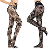 HONENNA Patterned Fishnets Tights Black Pantyhose Stockings for Women, 2 Pairs, Set E