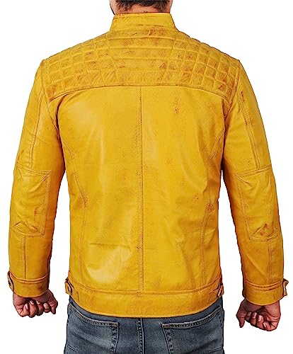 Image of Mens Vintage Retro Biker Cafe Racer Jackets - Diamond Quilted Style Genuine Leather Motorcycle Jacket