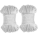 2pcs Silk Rope, Soft Strong Braided Twisted Japanese Cord Kit, 32.8 Feet (10m) L, 0.24 Inch (6mm) Dia, Thread Shiny Solid Twine String for Bandage Play Knot Tying Practice Adults All Purpose (White)