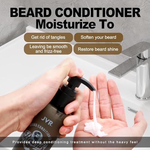 JVR Beard Wash and Beard Conditioner for Men, Beard Shampoo Cleanse and Reduces Frizz, Soften & Strengthens, Organic with Coconut, Aloe, Provides Shine for Dry & Coarse Beards, Beard Care (6.7oz) - Image 4
