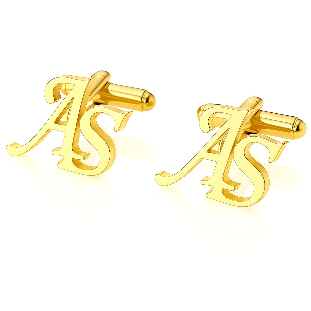 Personalized Cufflinks For Wedding | Gold Name Initial Gift for Groom Men | Men's Shirt, Letter Custom Button | Best Men Gifts-image-35