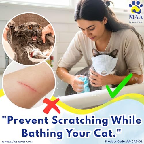 Image of A+a Pets' MAA Cat Muzzle | Anti-Bite Mask | Soft & Breathable Cotton (Blindfold, M)