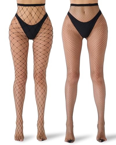 Fishnet Stockings for Women 2-Pack (Large/Small Mesh) | Carnival, Cosplay, & Sexy Stockings for Women