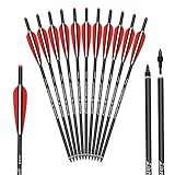 ELONG OUTDOOR 12 Stück Armbrustbolzen Carbonpfeile Carbon 16 18 20 Zoll Armbrustpfeile mit 4