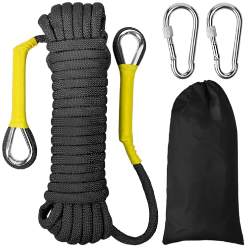 EMAGEREN Cuerda Escalada de 10M, Cuerdas para Exteriores con Bolsa de Almacenamiento, Cuerda de Seguridad de Capacidad de Carga 800Kg, para Camping, Montañismo (Negro, 10m)